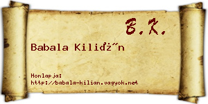 Babala Kilián névjegykártya